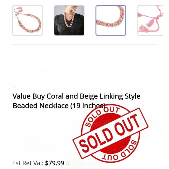 Coral & Beige ✦ Braided Beaded Necklace ✦ 19" Handcrafted Artisan Boho Jewelry - Picture 12 of 14